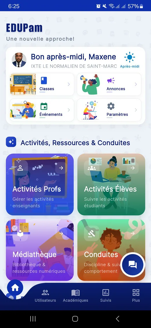 Application EDUPam sur tablette